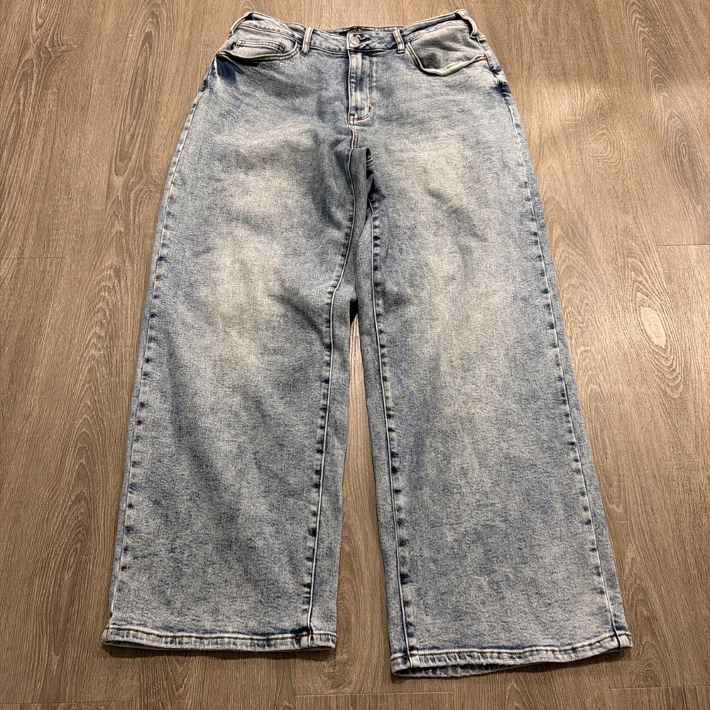 Judy Blue Jeans Bad Blood High Rise Wide Leg Acid Wash  SZ 16W Boho Skater 90s
